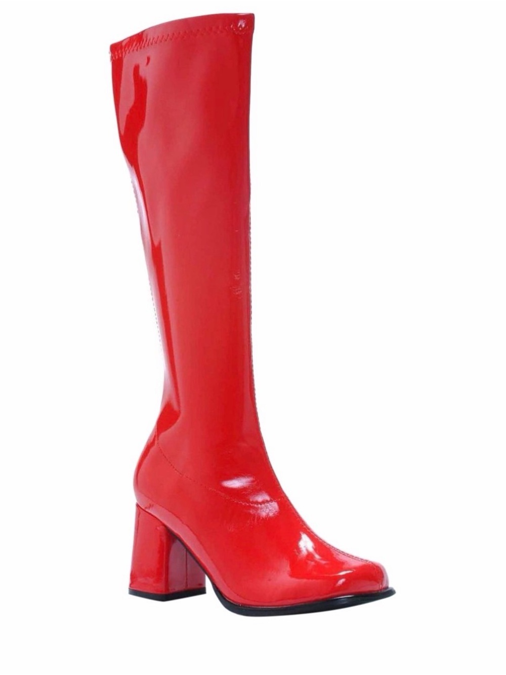 Ellie Red Patent Knee-High Block Heel Boots